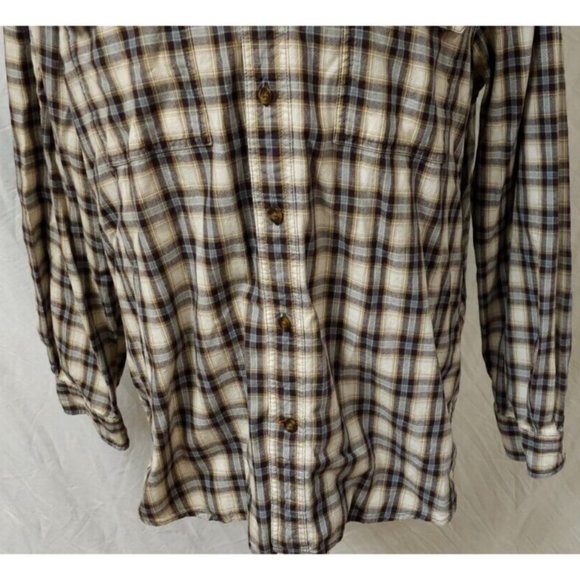 Carhartt Mens XL Beige Plaid Relaxed Fit Long Sleeve Button Down Outdoor Shirt - Picture 5 of 12
